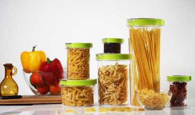 Chrome - 500 ml, 1400 ml, 250 ml, 130 ml, 700 ml, 2400 ml Plastic Food Storage(Pack of 6, Green, Clear), Clear;green