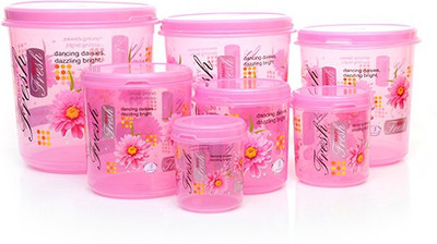 

Joyo - 500 ml, 1000 ml, 2000 ml, 3000 ml, 5000 ml, 7500 ml, 10000 ml Plastic Grocery Container(Pack of 7, Pink)