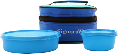Signoraware Classic Lunch Box (With Bag) - 800 ml, 140 ml Plastic Grocery Container(Pack of 3, Blue)