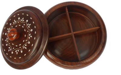 

Handicraft DRY FRUIT BOX OF SHEESHAM WOOD MADE - 1 L Wood Grocery Container(Brown)