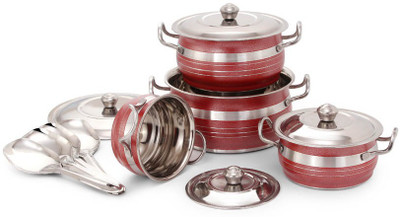 

Mahavir Induction Bottom Cookware Set(Stainless Steel, 12 - Piece), Red