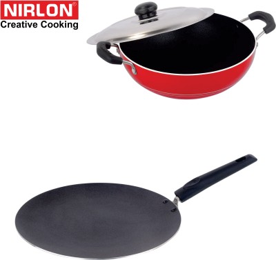 NIRLON COMBO SET Non-Stick Coated Cookware Set(PTFE (Non-stick), Steel, Aluminium, 3 - Piece)