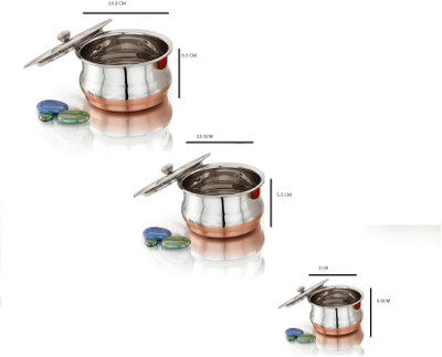 

Mahavir 3pc Stainless Steel Belly Baby Plain Copper Cook & Serve Set Cookware Set(Stainless Steel, Copper, 3 - Piece)