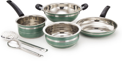

Mahavir 6KFSHSSGR Induction Bottom Cookware Set(Stainless Steel, 6 - Piece), Green