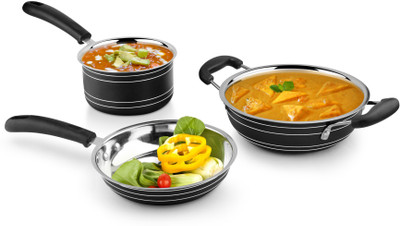 

Ideale Induction Bottom Cookware Set(Stainless Steel, 3 - Piece), Black