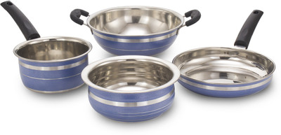 

Mahavir 4KFSHBL Induction Bottom Cookware Set(Stainless Steel, 4 - Piece), Blue