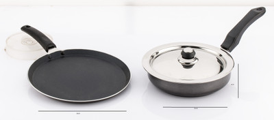 

Mahavir Induction Cookware Induction Bottom Cookware Set(PTFE (Non-stick), Aluminium, 3 - Piece), Black