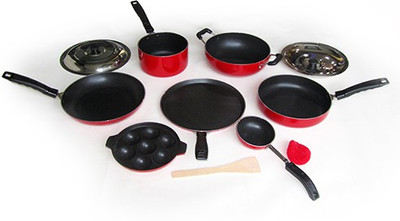 

Kitchen King Cookware Set(Aluminium, PTFE (Non-stick), 9 - Piece), Red