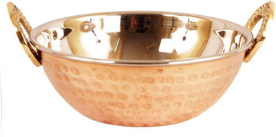 

IndianArtVilla Handmade High Quality Steel Copper Kadai,500 ml,Dish Serving Karahi 15 cm Kadhai 15 cm(Copper), Brown