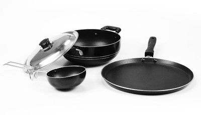 

Sumeet Nonstick Trio Cookware Set(Aluminium, 3 - Piece), Black