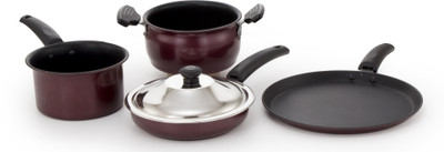 

Mahavir 5FSHDTNSRD Induction Bottom Cookware Set(Steel, 4 - Piece), Red