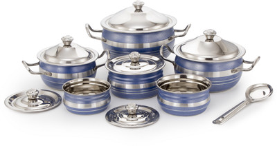 

Mahavir 13PCBL Induction Bottom Cookware Set(Stainless Steel, 7 - Piece), Blue