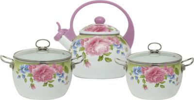 

Hoffman Induction Bottom Cookware Set(Steel, Iron, 3 - Piece), Pink