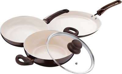 

Bergner Induction Bottom Cookware Set(Aluminium, 4 - Piece), Brown;white