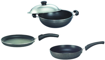 

Anantha Induction Bottom Cookware Set(PTFE (Non-stick), 3 - Piece), Black