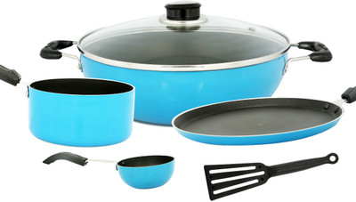 

Chef Master 6pcs Non Stick Induction Bottom Cookware Set(Aluminium, 4 - Piece), Blue