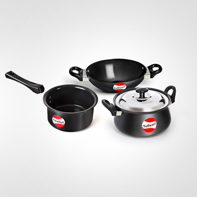 Tuffware Gourmet Cookware Set(Aluminium, 3 - Piece), Black