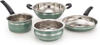 

Mahavir 4KFSHGR Induction Bottom Cookware Set(Stainless Steel, 4 - Piece), Green