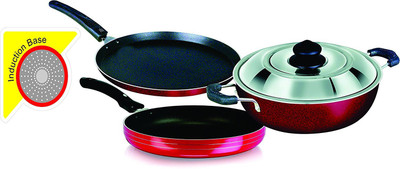 

Chef Master Induction Bottom Cookware Set(Aluminium, 4 - Piece), Maroon