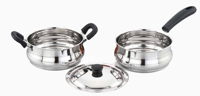 

Sowbaghya SS 3Pcs Induction Base Cookware Set Induction Bottom Cookware Set(Stainless Steel, 2 - Piece)