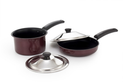 

Mahavir 4SFNSRD Induction Bottom Cookware Set(Steel, 2 - Piece), Red