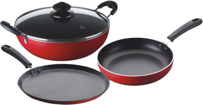 BAJAJ Majesty Duo Induction Bottom Non-Stick Coated Cookware Set(PTFE (Non-stick), 3 - Piece)