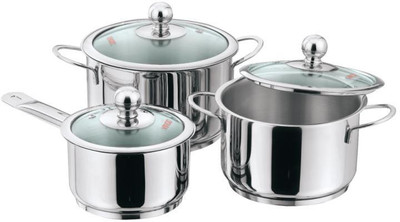 Vinod Tuscany Set Induction Bottom Cookware Set(Stainless Steel, 1 - Piece), Silver