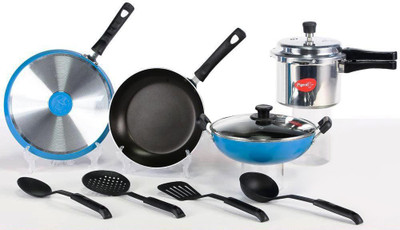 

Pigeon Cookware Set(Aluminium, 9 - Piece), Blue;steel