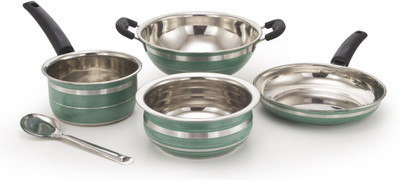 

Mahavir 5KFSHSGR Induction Bottom Cookware Set(Stainless Steel, 5 - Piece), Green