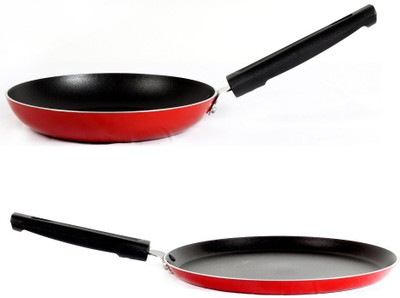 

Crystal Non-Stick 2Pcs Induction Bottom Cookware Set(Aluminium, 2 - Piece), Red