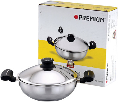 

Premium PREMIUM Platina Kadai with Steel Lid,2.2L (FREE Ladle) Cookware Set(Stainless Steel, 1 - Piece), Silver