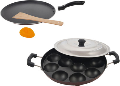 

Buyer non stick dosa tawa with appam 12cavities Cookware Set(Aluminium, 2 - Piece), Maroon