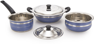 

Mahavir 5KLDSLDHBL Induction Bottom Cookware Set(Stainless Steel, 3 - Piece), Blue