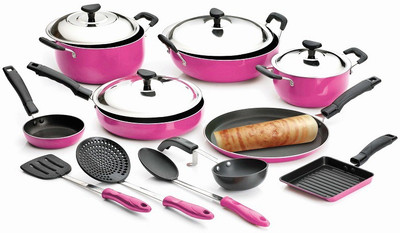 

Crystal Non-Stick, 15Pcs, Hot Pink - Cookware Set(Aluminium, 15 - Piece)