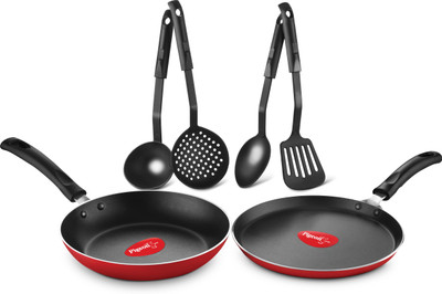 

Pigeon mio Cookware Set(Aluminium, 6 - Piece), Red