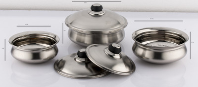 

Mahavir 6pc Baby Corn Matt Finish Cook N Serve Pot Set Cookware Set(Stainless Steel, 6 - Piece)