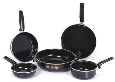 

GOLDEN PEARL MILTON/NOVA/COOKWARE/KITCHEN DESING/INDIAN STYLE 5 PC Cookware Set(Aluminium, 5 - Piece), Black