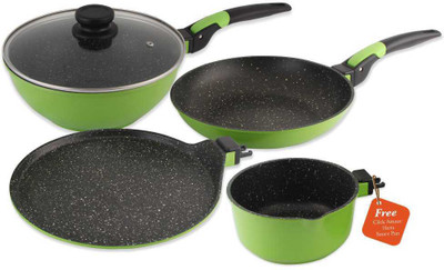 Wonderchef Click Amaze Green Induction Bottom Cookware Set(Aluminium, 4 - Piece) available at flipkart for Rs.3490