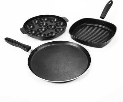 

Sumeet Nonstick Trinity Supreme Cookware Set(Aluminium, 3 - Piece), Black