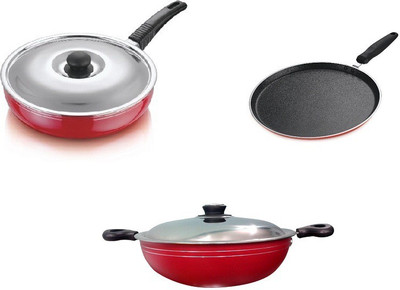 

Suruchi Induction Bottom Cookware Set(Aluminium, 3 - Piece), Maroon