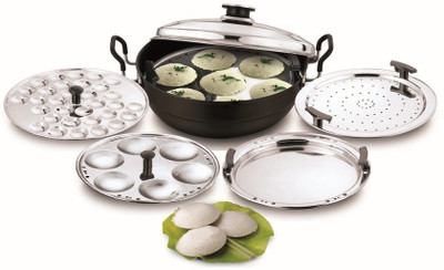 

Garuda Hard Anodised Multi Kadhai Induction Bottom Cookware Set(Aluminium, 9 - Piece), Black