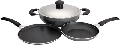

Vijayalakshmi Special Induction Bottom Induction Bottom Cookware Set(Aluminium, 3 - Piece), Black