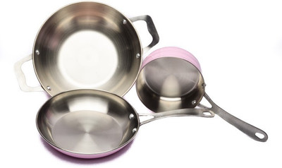 

Birde ss-A1pi Induction Bottom Cookware Set(Stainless Steel, 3 - Piece), Pink