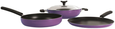 

Crystal Non-Stick 3 Pcs Induction Bottom Cookware Set(Aluminium, 2 - Piece), Purple
