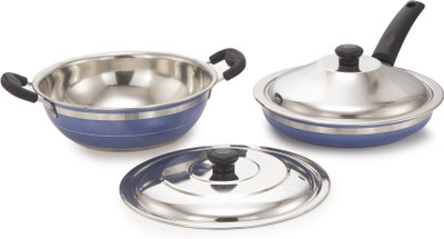 

Mahavir 4KFBL Induction Bottom Cookware Set(Stainless Steel, 2 - Piece), Blue