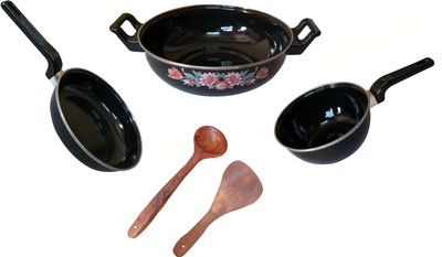 

DUGRI Induction Bottom Cookware Set(Aluminium, Iron, 5 - Piece), Black