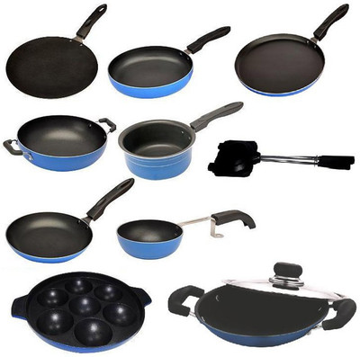 

Apricoat Cookware Set(Aluminium, 10 - Piece), Blue