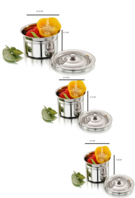 

Mahavir 3pc Stainless Steel Baby Plain Induction Base Cook & Serve Set Induction Bottom Cookware Set(Stainless Steel, 3 - Piece)