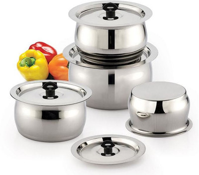 

Ndura victoria Cookware Set(Stainless Steel, 8 - Piece), Silver