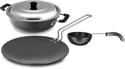 

Sumeet Hard Anodised Superb Six Cookware Set(Aluminium, 3 - Piece), Black